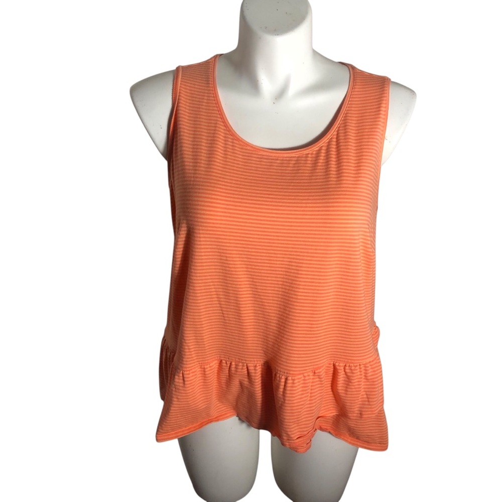 Land’s End orange striped peplum tank Size 1X